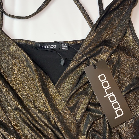 AMIE Strappy Metallic Shimmer Wrap Front Bodysuit NWT - Picture 8 of 14